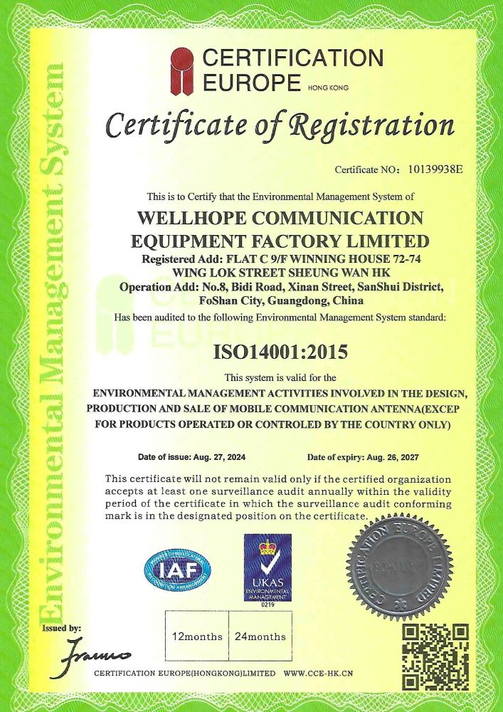 Certificação WHWIRELESS ISO 14001:2015