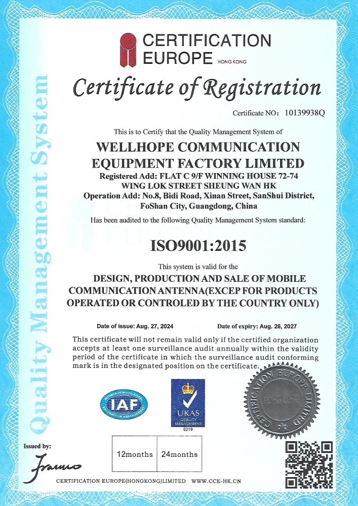 Certificação WHWIRELESS ISO 9001:2015